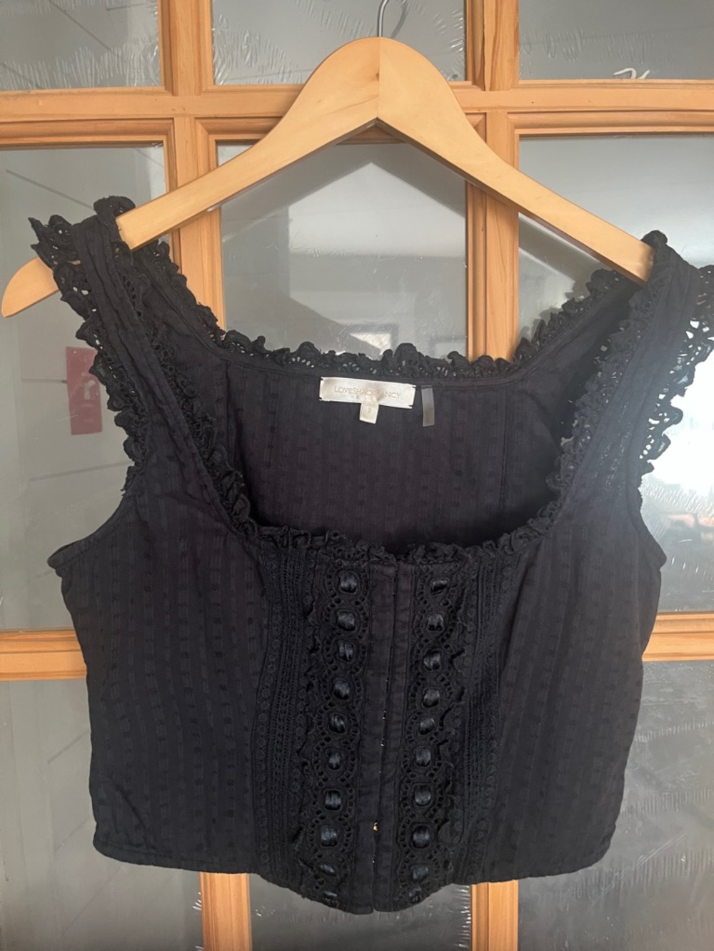 LOVESHACKFANCY Georgie Embroidered Eyelet Bustier Top Sz 2 - Picture 5 of 9